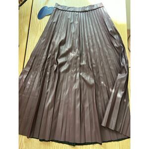 New Women’s Scoop Pleated Faux Leather Midi/Maxi Skirt Fudge size Xs 0-2